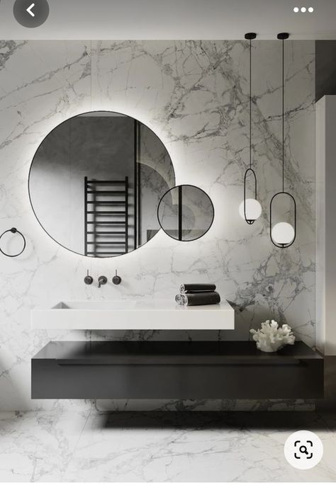 Modern Washroom Design, Modern Luxury Bathroom, Mirrors Bathroom, Modern Small Bathrooms, Luxury Master Bathrooms, Bathroom Decorating Ideas, Bathroom Decor Luxury, Small Bathroom Vanities, Washroom Design