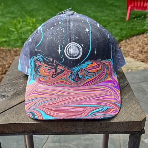 Brand New With Tag! Dom Chi Creates One Of A Kind, Hand Painted/Dipped, Hats! This Ones Reminds Me Of A Space Theme! So Cool And Perfect For The Summer!! Please Ask Questions Before Purchasing Paint Dipping, Space Theme, Baseball Hat, So Cool, Baseball Caps, Hat Cap, Pink Purple, Baseball Cap, Baseball Hats