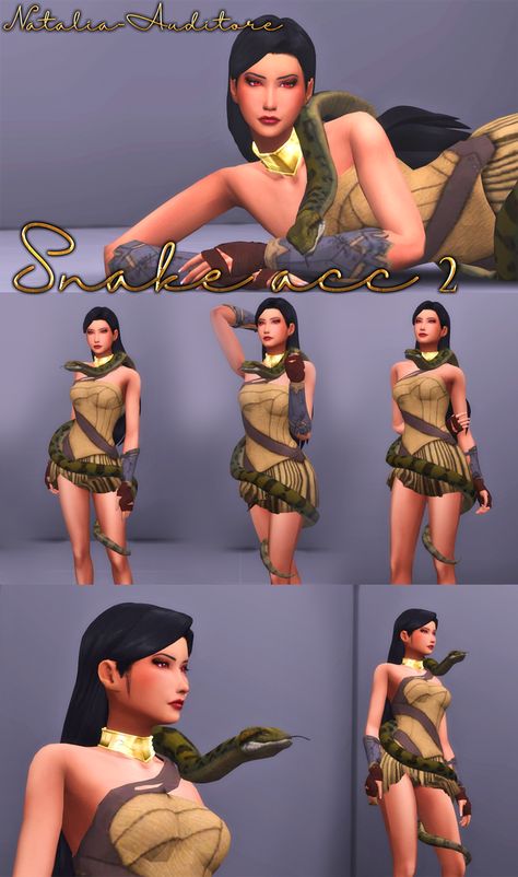 Snake acc 2 | Natalia-Auditore on Patreon Snake Cc Sims 4, Natalia Auditore, Los Sims 4 Mods, Sims Medieval, Snake Dress, Cc Sims4, 4 Poses, Pelo Sims, Free Sims