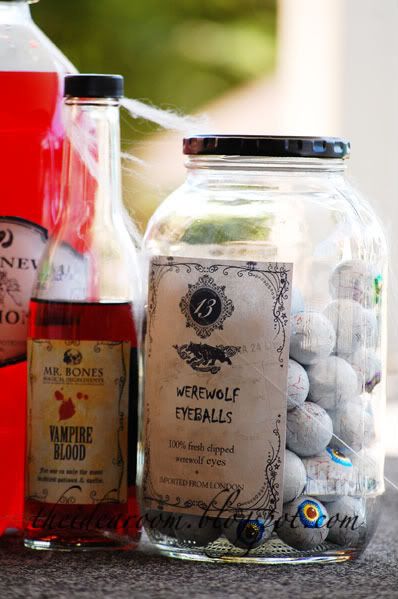 Creepy Halloween Apothecary Creepy Halloween Diy, Werewolf Party, Halloween Alley, Halloween Apothecary Jars, Eyeball Halloween, Halloween Apothecary Labels, Werewolf Halloween, Creepy Halloween Food, Halloween Apothecary