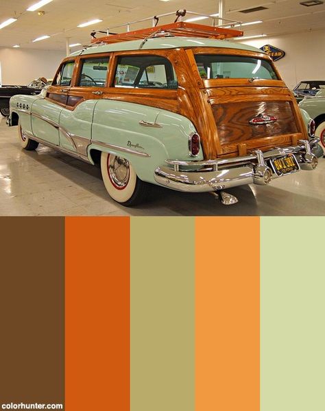 1951 Buick Roadmaster Woodie Station Wagon '8w1 381' 06 Color Scheme Retro Color Scheme 70s, Retro Color Scheme Vintage, 1940s Color Palette, Vintage Colour Palette 1950s, Vintage Color Palette Retro, 50s Color Palette, 1950s Color Palette, Vintage Color Schemes, Vintage Colour Palette