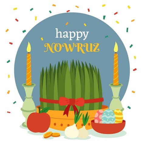 Flat design happy nowruz items Premium V... | Premium Vector #Freepik #vector #fire #celebration #holiday #event Norouz Card, Nowruz Card, Happy Nowruz, Haft Seen, Postal Card, Cool Pictures For Wallpaper, Instagram Layout, Pink Photo