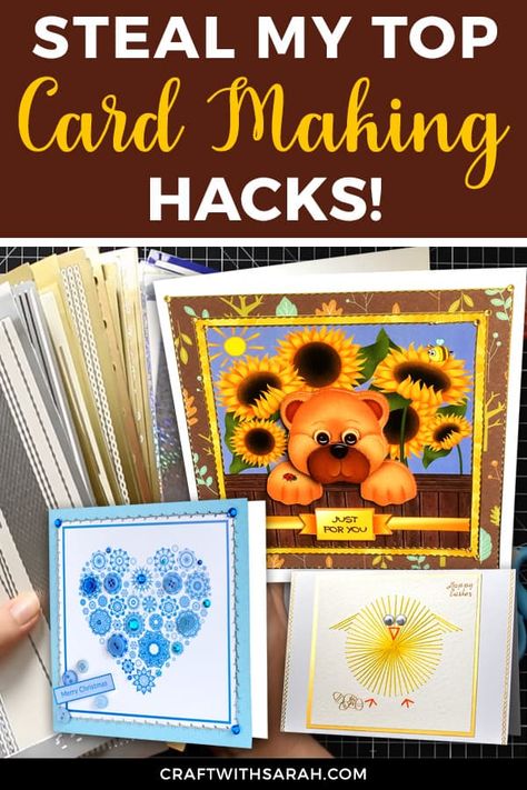 If you’re like me and you struggle to stick things perfectly straight on your handmade cards, you NEED to know these hacks to get your cards looking perfect, even if you’ve stuck things on a little bit wonky. Card Making Ideas For Beginners, Stamping Techniques Card Tutorials, Cards Craft, Amazing Crafts, Card Embellishments, Card Making Tips, Paper Crafts Card, Card Making Crafts, Making Greeting Cards