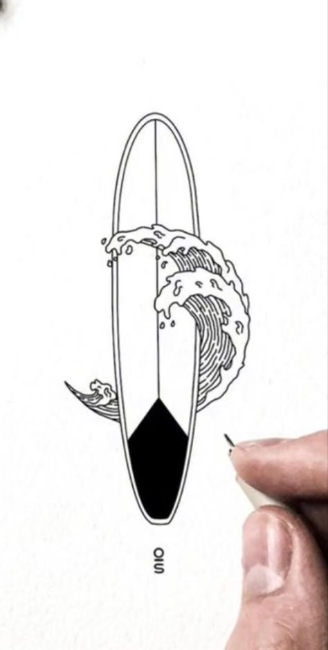 Surfboard Tattoo, Tattoo Brazo Mujer, Surfer Tattoo, Surf Drawing, Australia Tattoo, Wood Paintings, Surf Tattoo, Surf Vintage, Surf Logo