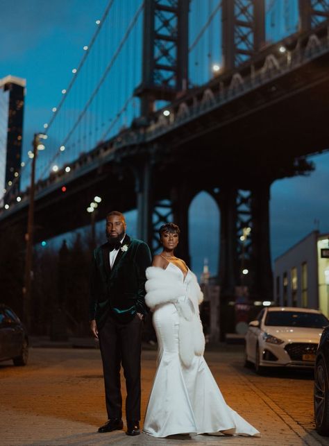 A Rustic Wedding With Glamorous Touches in Brooklyn Emerald Decor, Engagement Photos Nyc, Glam Wedding Dress, Do It For Me, Pronovias Bridal, Nyc Elopement, Fairy Tale Wedding Dress, Anniversary Photoshoot, Black Bridal