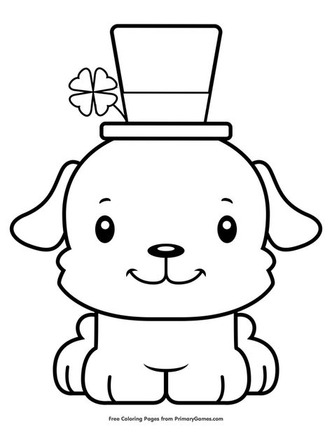 Free printable St. Patrick's Day Coloring Pages eBook for use in your classroom or home from PrimaryGames. Print and color this St. Patrick's Day Puppy coloring page. St Patrick's Day Coloring Pages Free, St Patrick's Day Coloring Sheet, Shamrock Puppy Craft, Saint Patricks Day Coloring Page, St Patrick Coloring Sheet Free Printable, St Patricks Day Colouring Pages, Free Saint Patricks Day Coloring Pages, St Patricks Coloring Sheets, Puppy Coloring Pages