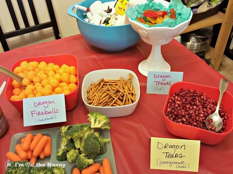 Dragon Birthday Food Ideas, Dragon Birthday Party Food, Dragon Themed Party Food, Zog Birthday Party, Dragon Food Ideas, Mtg Birthday, Dragon Themed Food, Dragon Party Food, Dragon Theme Party