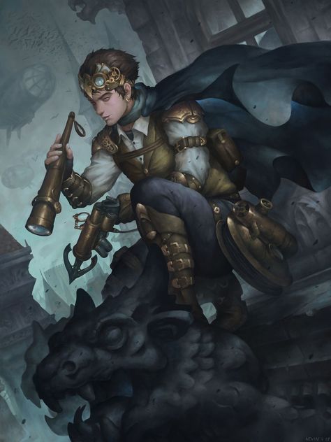 Steampunk Thief, Kevin Sidharta on ArtStation at https://www.artstation.com/artwork/xyKVX Steampunk Thief, Artificer Dnd, Steampunk Boy, Dnd Artificer, Steampunk Magic, Steampunk Character, Character Design Tips, Steampunk Characters, Steampunk Artwork