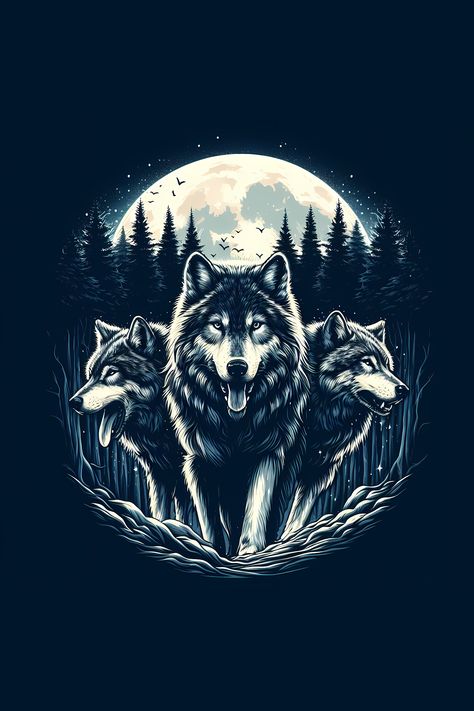 Run with the Pack: The Wolf Pack T-Shirt Wolf Tshirt Design, Wolf Pack Wallpaper, Wolf Logo Design Ideas, Wolf Fanart, Werewolf Tattoo, Wolf Life, Wolf Quotes, T Shirt Design Template, Wolf Shirt