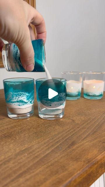 Resin Candle Holder Diy, Candle Holder Diy, Resin Candle Holder, Resin Waves, Resin Candle, Small Candle Holders, Diy Candle Holders, Small Candles, Tealight Candle