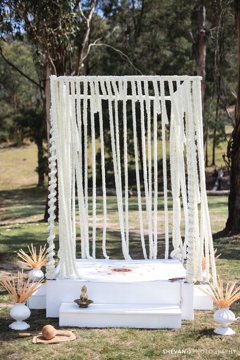 What a stunning cultural wedding - Sri Lankan Poruwa setup at Bramleigh Estate Photography: 📸Shevan J Photography Poruwa Ceremony, Bramleigh Estate, Cultural Wedding, Yarra Valley, Timber Deck, Hamptons Style, Rustic Outdoor, Wedding Ceremonies, Outdoor Wedding Ceremony