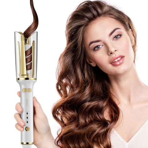 PRICES MAY VARY. 💖EFFORTLESS CURLS FOR WHOLE DAY: This automatic hair curler is designed to make curling your hair a breeze, no matter the length. The sleek and user-friendly design adds a touch of elegance while ensuring your safety. Say goodbye to burns with the crystal clear thermal shield. With consistent heat distribution, this automatic curling iron creates beautiful curls while keeping your hair protected. Just press a button and enjoy effortless styling with the dual anti-scald design! Ceramic Hair Curler, Effortless Curls, 1 Inch Curling Iron, Rotating Curling Iron, Automatic Curling Iron, Automatic Hair Curler, Barrel Curling Iron, Curling Iron Hairstyles, Curling Hair With Wand