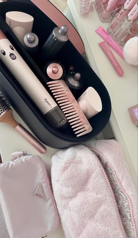 #hair #haircare #hairgoals #prada #pradahandbags #dyson #dysonhairdryer #dysonairwrap #pink #aesthetic Dyson Hair Dryer, Vogue Beauty, Pink Girly Things, Everything Pink, Pink Princess, Hair Care Routine, Just Girl Things, Just Girly Things, Healthier You