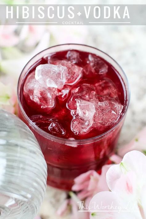 Hibiscus Syrup Cocktail, Hibiscus Recipe, Vodka Cran, Vodka Cranberry Cocktail, Hibiscus Cocktail, Hibiscus Drink, Hibiscus Syrup, Juneteenth Celebration, Edible Flowers Recipes