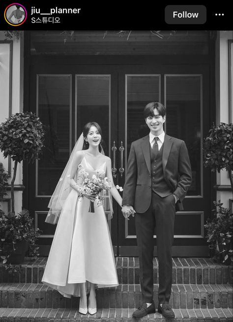 Korean Prewedding Photography, Romantic Poses, Prewedding Ideas, Minimal Wedding Dress, Korean Wedding Photography, Pre Wedding Photoshoot Outfit, Wedding Photo Studio, Wedding Photoshoot Props, Wedding Couple Poses