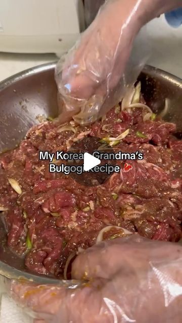 Ellen Park on Instagram: "im gunna have to eat this raw from now on😂

bulgogi recipe⤵️
3 lbs beef loin new york boneless steak
1/2 cup white sugar
1/2 cup dark soy sauce 
1/4 cup plum extract 
2 tbsp black pepper
1 cup garlic cloves 
1/4 korean pear 
1/4 ginger 
1 cup water
-peel beef one by one in bowl
-whisk sugar, soy sauce, plum extract and black pepper for 5-7 minutes
-blend garlic cloves, ginger, onion, pear, and  1 cup of water in blender
-combine blended ingredients with soy sauce mixture
-add marinade to beef
-add green onions, white onions and sesame seeds
-massage marinade into beef
-marinate bulgogi overnight
-cook bulgogi on store top for 7-10 minutes on high heat 

#korean #grandma #food #recipe #foodie #cooking #mukbang #asmr #reels #reelsvideo #reelsinstagram" Beef Loin New York Shabu Shabu, Beef Loin New York Boneless, Shabu Shabu Recipe, Korean Pear, Beef Loin, Bulgogi Recipe, Dark Soy Sauce, Shabu Shabu, Cup Of Water