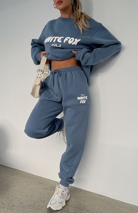 The Offstage Sweatpants Ocean. Head online and shop this season's latest styles at White Fox. Express delivery and AfterPay available. Cute Tracksuits, Cute Sweats, Fox Hoodie, Xmas Wishlist, Cute Sweatpants, Tracksuit Outfit, Casual Preppy Outfits, Cute Lazy Day Outfits, Puff Print