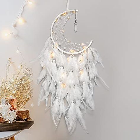 Extra Large Dream Catcher Kids Wall Hanging Decoration Handmade White Feather Boho Big Dreamcatchers with Bells Wedding Dream Catchers Bedroom Craft Ornament Gift (Dia 12", Length 41") : Amazon.ca: Home Beads Wall Hanging, Dream Catcher Bedroom, Dream Catcher For Kids, Kids Wall Hanging, White Dream Catcher, Moon Dream Catcher, Bells Wedding, Feather Wall Hanging, Large Dream Catcher