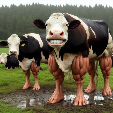 #cow #halfcow #halfman #cowman #cowboy #cowwithhumanfeet Cow Hybrid, Exaggerated Art, Human Cow, Fat Cow, Fish Fin, Human Legs, Core Core, Demi Human, Farm Dogs