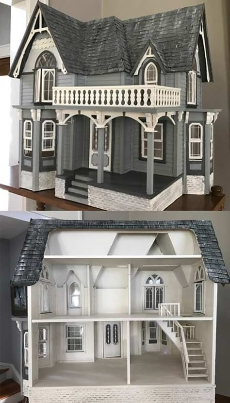 1/144 Dollhouse, Dollhouse Design, Doll House Ideas, Mini Doll House, Doll House Plans, Doll House Crafts, Victorian Dollhouse, Casa Vintage, Dolls House Interiors