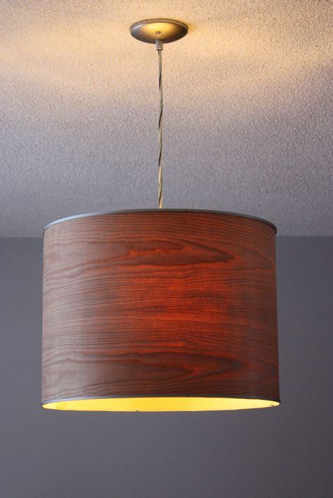 Ikea Rutbo turned Wood Veneer Pendant Wood Veneer Lampshade, Veneer Lampshade, Diy Lighting Fixtures, Ikea Lamp, Wood Lamp Shade, Shade Ideas, Diy Shades, Billiard Lights, Diy Lamp Shade