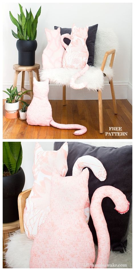 DIY Cat Pillow Free Sewing Patterns & Tutorials | Fabric Art DIY Cat Pillow Template, Free Sewing Pillow Patterns, Cat Pillow Pattern Free Sewing, Cat Pillow Sewing Pattern, Animal Pillow Patterns Free Sewing, Cat Pillow Pattern Free, Diy Cat Pillow, Animal Pillows Pattern, Sewing Pillow Patterns