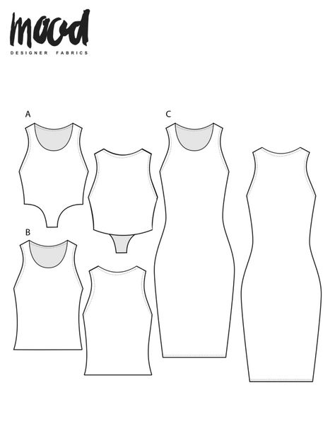 The Sylvan Tank Dress - Free Sewing Pattern - Mood Sewciety Mood Sewing Patterns Top, Romcom Core, Mood Patterns, Tank Dress Pattern, Top Pattern Sewing, Tank Top Sewing Pattern, Mood Sewciety, Dress Sewing Patterns Free, Sewing Patterns Free Women