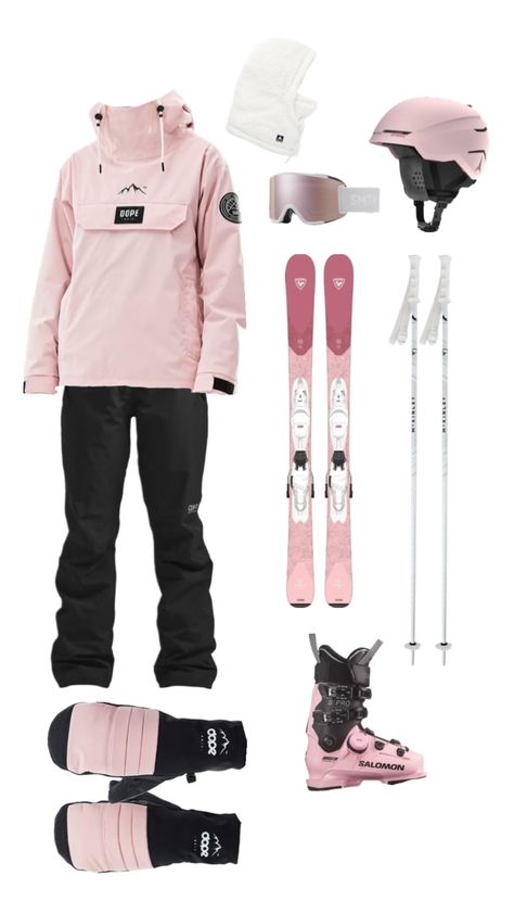 Pink Ski outfit #skiing #winter #pink Pink Ski Outfit, Ski Fits, Ski Fit, Ski Trip Outfit, Snowboarding Trip, Ski Outfit, Snow Trip, Adventure Outfit, Snowboarding Outfit