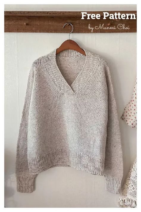 Knitted Poncho Patterns Free, V Neck Sweater Pattern, Ravelry Knitting Free, Sweater Free Knitting Pattern, Ladies Cardigan Knitting Patterns, Free Knitting Patterns For Women, Ravelry Knitting, Knitting Patterns Free Sweater, Jumper Knitting Pattern