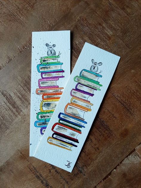 Color Pencil Bookmarks, Zentangle Bookmarks Ideas, Watercolor Paintings Bookmarks, Marques Pages Fait Main, Handmade Bookmark Ideas, Watercolour Bookmarks, Handmade Bookmarks Diy, Watercolor Birthday Cards, Creative Bookmarks