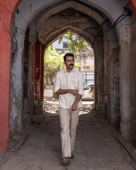 Nirvana Menswear Collection - New Arrivals! A classic white Khadi shirt is an essential for men who appreciate refined style and quality craftsmanship. Get that polished look in our KARAN FULL SLEEVE SHIRT, elevated with muted mustard detailing. [ Cottons Jaipur, Khadi, Block print, Menswear, Handmade khadi Shirts, Everyday-wear, Summer staples ] #cottons #cottonsjaipur #newarrivals #floral #summer #summer2024 #menswear #khadi #handspun #mensweardaily #blockprint handcraftedshirts #comf... Cottons Jaipur, Full Sleeve Shirt, Refined Style, Menswear Collection, Summer Staples, Polished Look, Nirvana, Classic White, Full Sleeve