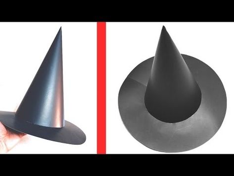 How To Make A Witch Hat DIY | How To Make Paper Hat DIY | Tall Black Cone Hat | Paper Halloween Hat - YouTube Hanging Witch Hats Diy, Cone Hat Diy, Make Witch Hat, Paper Witch Hat, Make A Witch Hat, Paper Hat Diy, Skeleton Birthday, Witch Hats Costume, Diy Halloween Witch