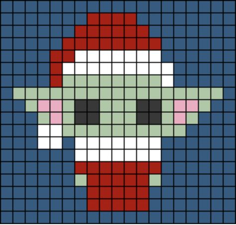 Pattern #160437 by paulasophi on BraceletBook.com #yoda #babyyoda #starwars #moviecharacter #mandalorian Star Wars Christmas Perler Beads, Starwars Alpha Pattern, Winter Perler Bead Patterns, Santa Pixel Art, Xmas Pixel Art, Christian Perler Bead Patterns, Pixel Christmas Art, Star Wars Crochet Patterns Free, Christmas Alpha Patterns