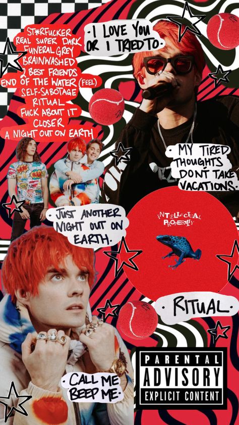 #waterparks #waterparksband #waterparksintellectualproperty #intellectualproperty #awstenknight #red #music #concert Waterparks Band Wallpaper, Otto Wood, Band Wallpaper, Waterparks Band, 2 Best Friends, Music Journal, Awsten Knight, Band Wallpapers, Super Dark