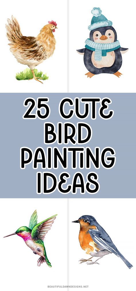 Paint Birds Easy, Painting Birds Simple, Painting Ideas On Canvas Birds, Watercolour Birds Painting Easy, Painting Ideas Using Watercolor, How To Paint Birds, Simple Bird Painting, Watercolor Birds Easy, Bird Painting Easy