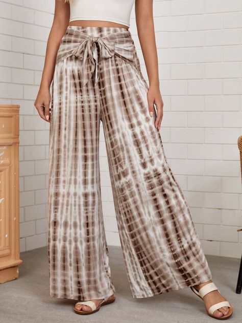 Tie Dye Relaxed Fit Wide Leg Bottoms, Tie Dye Wide Leg Cotton Pants, Tie Dye Trousers, Bohemian Style Tie-dye Pants For Summer, Spring Tie-dye Wide Leg Jeans, Tie-dye Cotton Wide Leg Pants, Tie Dye Knots, Women Bottoms, Summer Fall