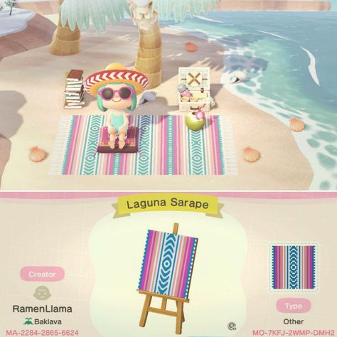 Animal Crossing Custom Wallpaper Codes, Acnh Boho Design, Acnh Beach Blanket, Acnh Beach Blanket Design, Animal Crossing Design Codes Tropical, Acnh Blanket Design Id, Acnh Blanket Design, Acnh Blanket Design Code, Acnh Tropical Design Code