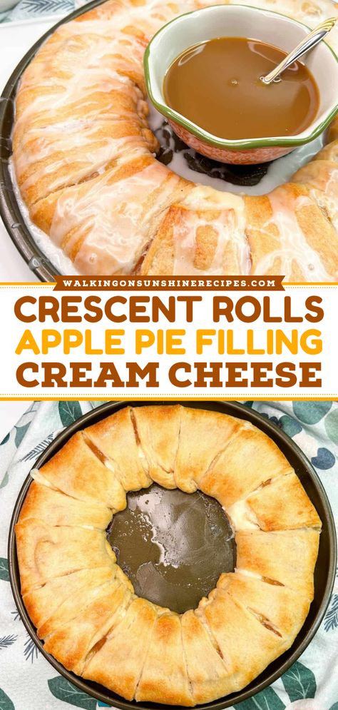 Here's one of the best Thanksgiving dessert recipes! These Crescent Rolls Apple Pie Filling Cream Cheese are made with crescent rolls, cream cheese, and apple pie filling. This easy apple recipe makes a great dinner party idea! Recipes With Canned Apple Pie Filling, What Can I Make With Apple Pie Filling, Crescent Roll Desserts, Crescent Roll Apple Pie, Apple Crescent Rolls, Pillsbury Crescent Recipes, Cozy Bakery, Crescent Roll Dessert, Pillsbury Crescent Rolls