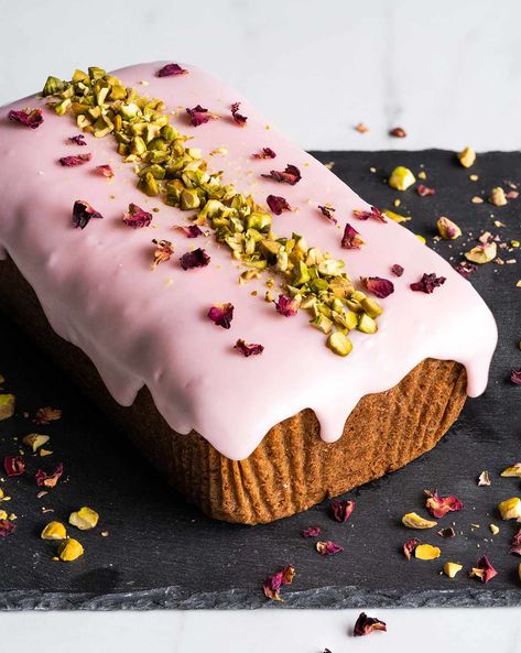 Cardamom Loaf, Pistachio Cardamom, Rose Pistachio, Baking Photography, Eggless Desserts, Sugar Frosting, Pistachio Cake, Eggless Cake, Loaf Recipes