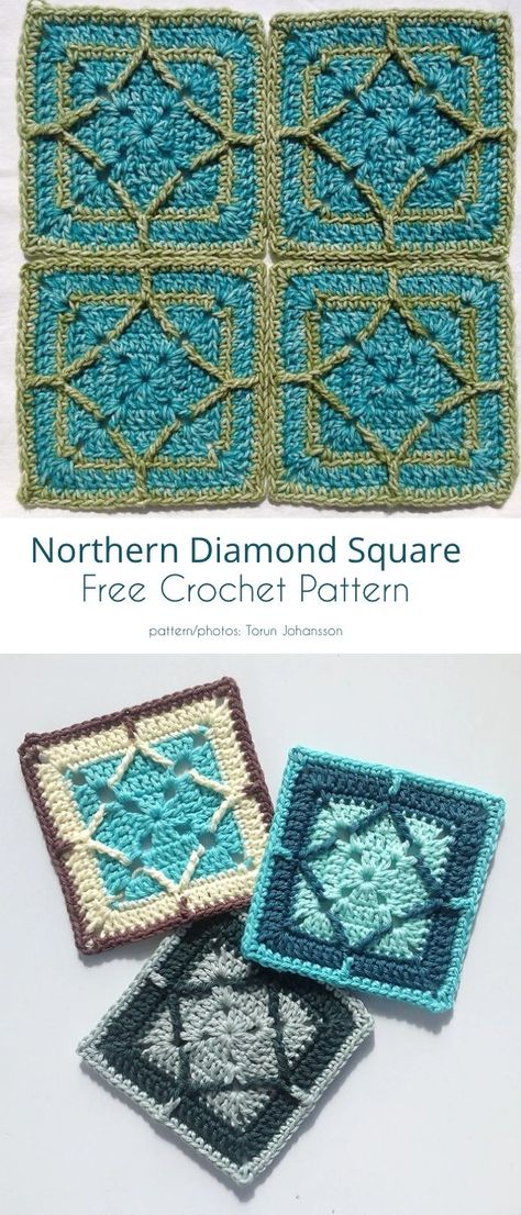 Mosaic Tiles Free Crochet Patterns Crochet Motif Patterns, Crochet Square Patterns, Granny Square Crochet Pattern, Square Patterns, Crochet Square, Tunisian Crochet, Afghan Crochet Patterns, Crochet Squares, Free Crochet Patterns