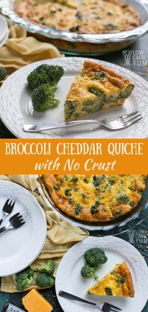 Crustless Broccoli Quiche, Broccoli Cheddar Quiche, Cheddar Quiche, Low Carb Low Calorie, Broccoli Quiche, Cucumber Diet, Keto Diet Breakfast, Diner Recept, Quiche Recipe