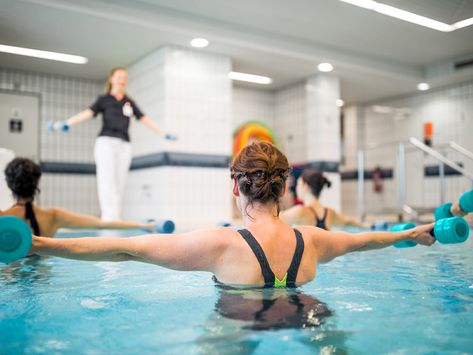 Hydrotherapy Benefits, Modified Workouts, Water Aerobics Routine, Nerve Stretches, Swimming Exercises, Aqua Therapy, Sciatic Nerve Stretches, Swimming Pool Exercises, Exercise Back