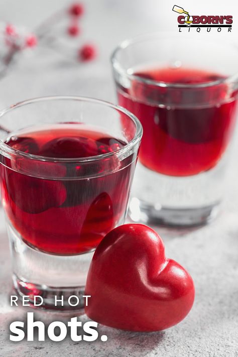 This pretty little red cocktail combines 1 part Fireball, 1 part cherry vodka and a splash of grenadine. Add a little red sanding sugar around your glass and you’ve got a Red Hot♨️Shot that will warm you and your Valentine up! 💗 Need more inspiration? Check out other romantic drink recipes. #ValentinesDay #CelebrateMORE #RedHotShots Valentine’s Day Shots, Test Tube Shots, Paradise Bar, Fireball Drinks, Romantic Drinks, Valentine Drinks, Cherry Vodka, Sanding Sugar, Cocktail Shots