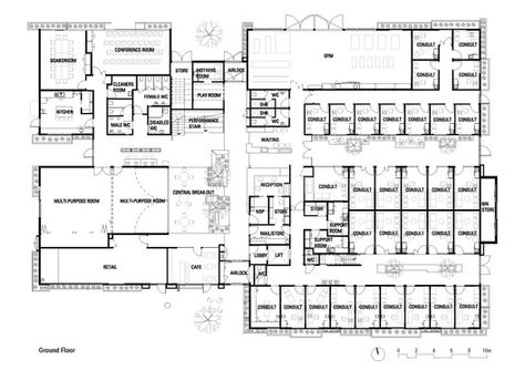 Ballarat Community Health Primary Care Centre,Ground Floor Plan Hospital Floor Plan, Community Health, Dental Office Design, Home Design Floor Plans, Office Floor, Hospital Design, Healthcare Design, Health Design, Ground Floor Plan