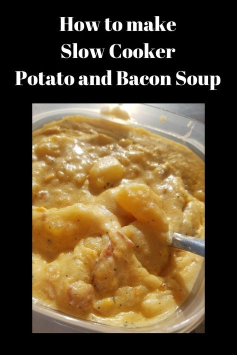 Slow Cooker potato and bacon soup Potato And Bacon Soup, Crockpot Potatoes, Slow Cooker Potato, Crockpot Foods, Bacon Soup Recipes, Recipes Potatoes, Crockpot Soups, Italian American Food, Slow Cooker Potatoes