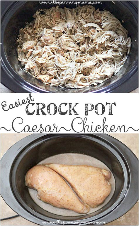 3 Ingredient Crock Pot Caesar Chicken... Perfect for sandwiches, wraps and salads!! The Pinning Mama, Caesar Chicken, Crock Pot Desserts, Chicken Crockpot, Crockpot Cooking, Digital Timer, Crockpot Recipes Slow Cooker, Crock Pot Cooking, Chicken Crockpot Recipes