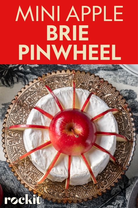 Elevate your party game with our mini Rockit™ apples and a mini wheel of brie. Cheese and apples are a party staple but arranging them in a pinwheel makes an elegant presentation that is easy to eat as well! Fall Foods For Party Dinners, Cheese Appetizers Easy, Charcuterie Gift Box, Cake Chart, Graze Board, Party Food Snacks, Nuts Snacks, Charcuterie Gifts, Cheese Wheel