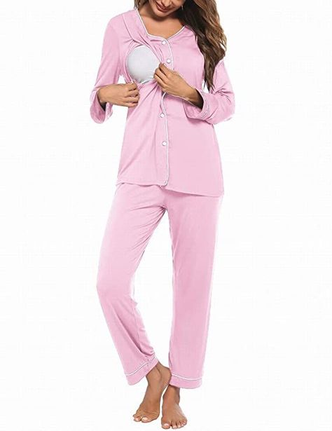 Maternity Pajama Set, Nursing Pajama Set, Maternity Nursing Pajamas, Open Front Top, Nursing Pajamas, Maternity Pajamas, Matching Robes, Pregnant Mother, Comfortable Pajamas