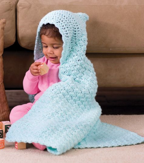 Hooded Baby Blanket By Lion Brand - Free Crochet Pattern - See http://www.ravelry.com/patterns/library/hooded-baby-blanket---crochet For Additional Projects - (joann) Crochet Hood, Baby Afghan Crochet, Manta Crochet, Baby Afghans, Knitted Baby Blankets, Baby Blanket Pattern, Baby Blanket Crochet Pattern, Hooded Blanket, Crochet Baby Patterns