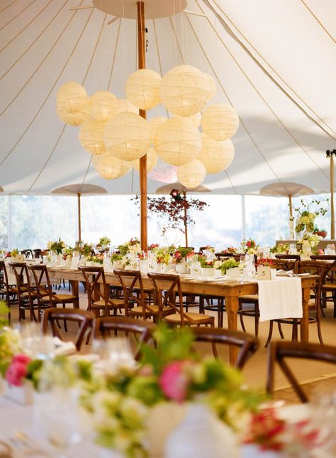 clustered lanterns Photography by megsmith.com, Event   Floral Design by kathleendeerydesign.com Paper Lantern Chandelier, Ard Buffet, Lantern Ideas, Tent Decorations, Vintage Style Decorating, Wedding Tent, Event Floral Design, Venue Decor, Paper Lantern